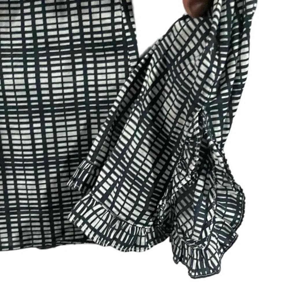 Like New! Tory Burch Deneuve black Plaid Ruffle Top Size 10